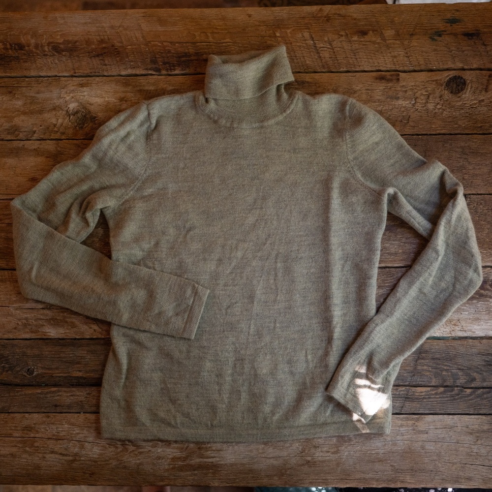 100% merino wool sage green turtleneck